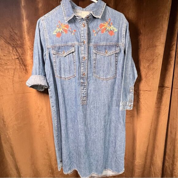 Mavi Dresses & Skirts - Mavi denim dress ▪️ embroidered ▪️ size small